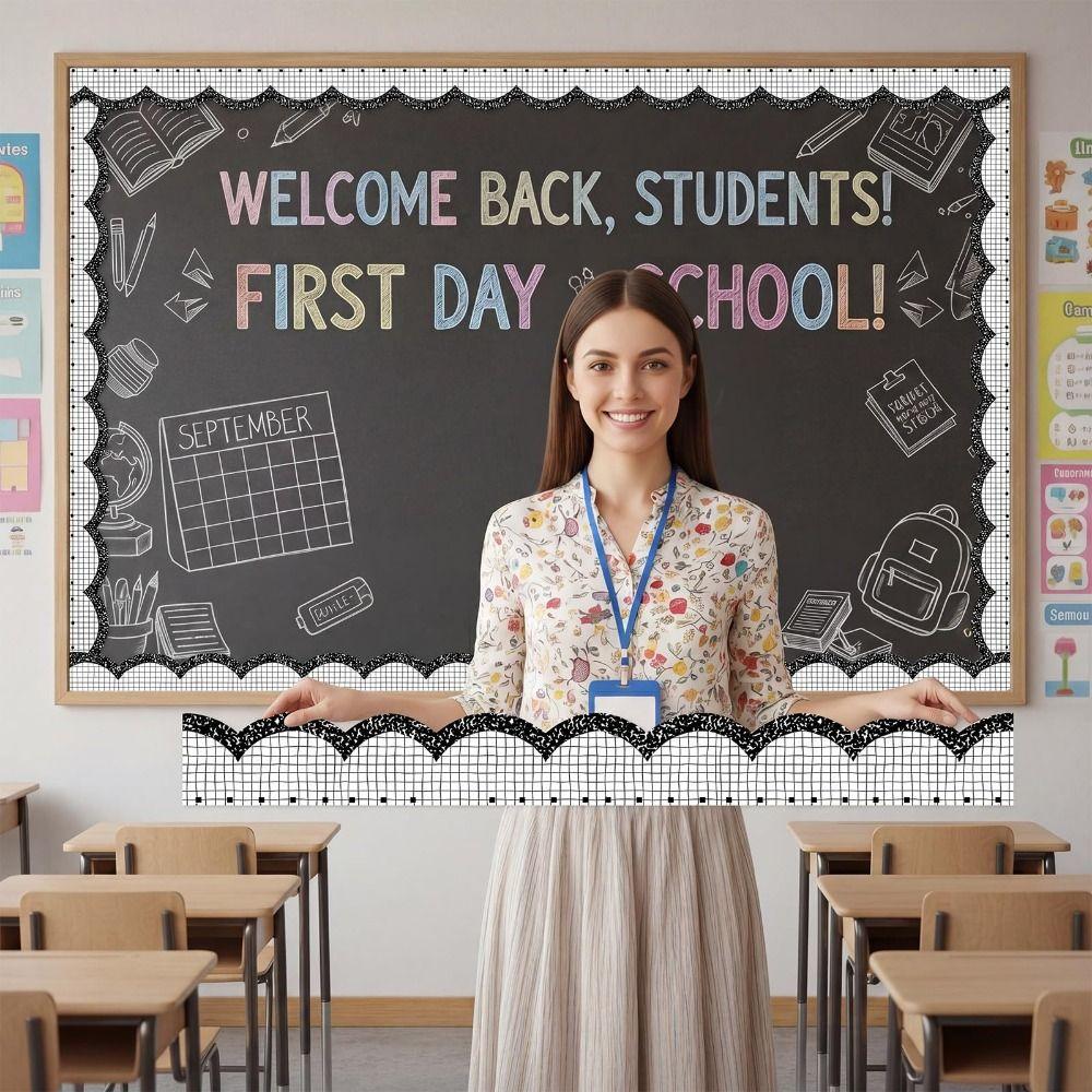 10m/roll Classroom Border Sticker Self Adhesive Bulletin Board Trim Chalkboard Decoration