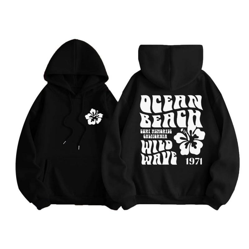 Womens Oversized Hooded Sweatshirt With Print Design Long Sleeve Casual Streetwear Top