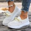 Fashion Women's Flat Sneakers Fall New Round Toe Deep Mouth Splice Mesh Lace-Up Front Soft Slip Sneakers