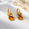 New New Chinese Earrings Color Fashion Retro Enamel Drop Glaze Ear Buckle National Style Flower Earrings Women