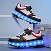 Девочки/дети быстросъемные Четырехколесные Заряжаемые LED Фонарик Обувь Халат Колесо Роликовые Коньки Мальчики Катающиеся Туфли