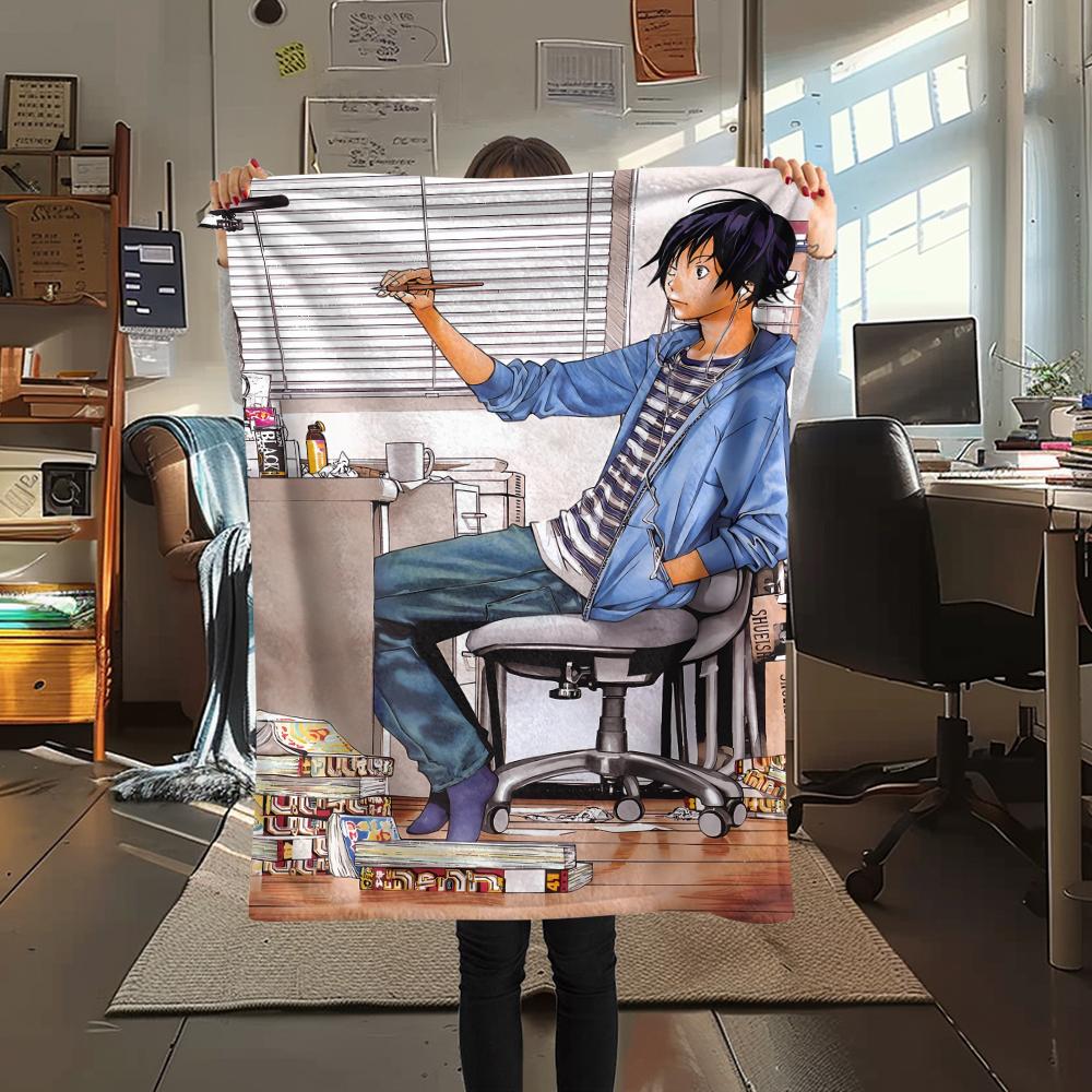 1PC Bakuman Print Flannel Blanket, High quality All Seasons, Home Decor, Warmth and Comfort, Perfect for Christmas Gifts