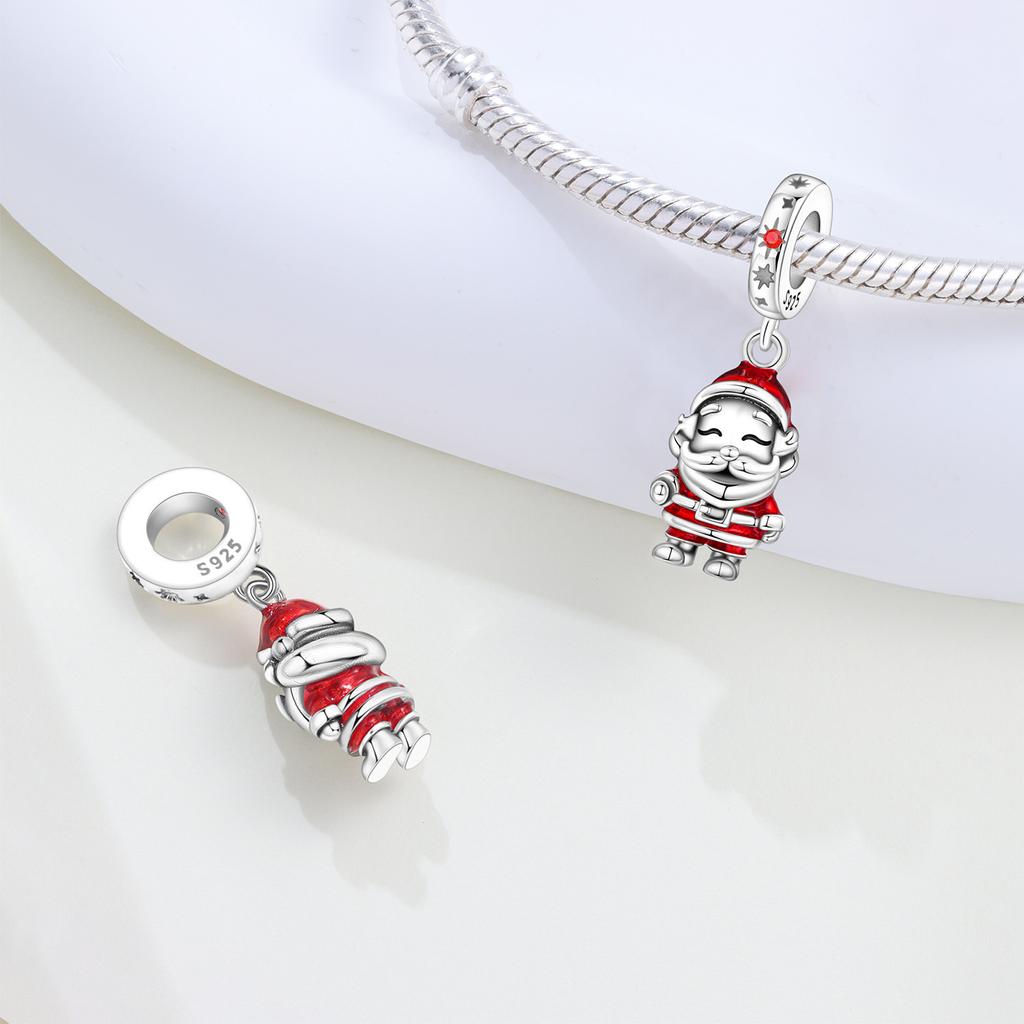 Романтичный медный рождественский колокольчик-сердечко и шарм-чулок Санты, подходит для оригинального браслета, аксессуары для DIY, рождественский праздничный подарок