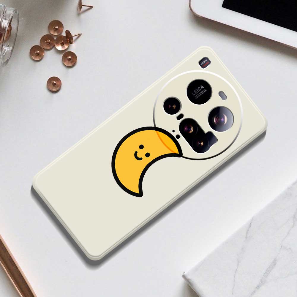 For Xiaomi 15 Ultra Case Yellow Moon Pattern Printing Straight Edge TPU Phone Back Cover