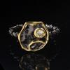 New Creative Pattern Hollow Diamond Two Color Ring Simple Geometric Flower Zircon Ring