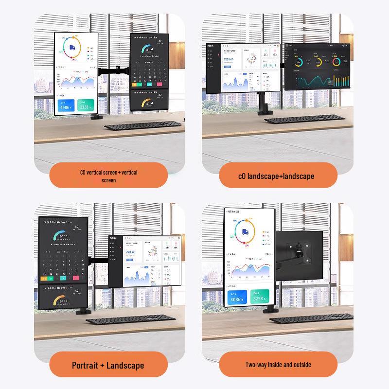Rotatable Punch-Free Monitor Stand Arm for 15-32 Inch Screens