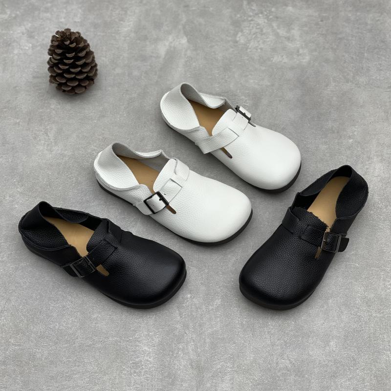 GKTINOO Genuine Leather Round Toe Soft Soled Loafers Summer 2025 New Versatile Soft Cowhide Flat Women's Shoes