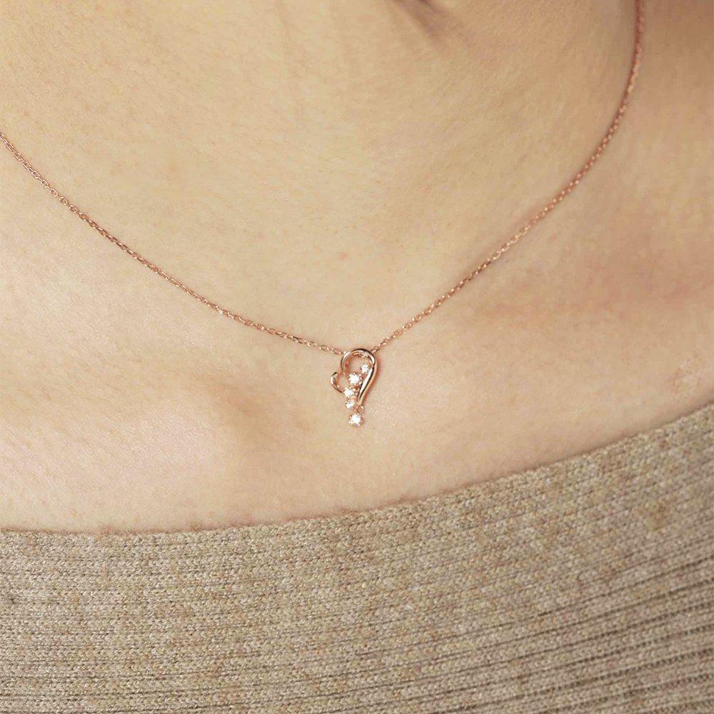 Ожерелье BLOOM, серебряное, розовое, позолоченное, с кубическим цирконием, мотив в виде сердца [BLOOM] [Официальный] для женщин 0772-0641-0018-0000