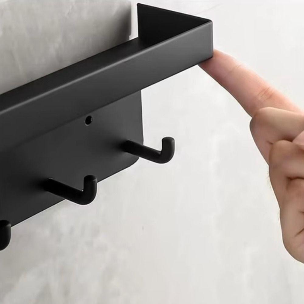 6 Hooks Rack Organizer Magnetic Home Decoration Black Key Mail Holder Hallway