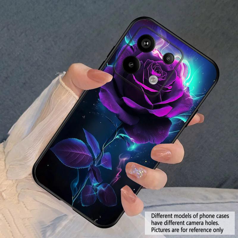 Темно-фиолетовая роза Для Redmi Note 10 11 Note12S 12 13 14 Pro Plus 5G 14S 4G 13ProPlus 9S 9 P ro 13C 14C силиконовый мягкий чехол для телефона