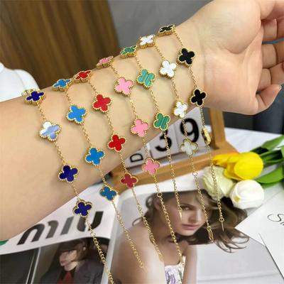 Браслет Lucky Four Leaf Clover из титановой стали 18 карат, легкий, роскошный, не тускнеющий женский браслет