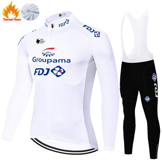 Мужской велосипедный костюм Thermal Smile FDJ, зимняя майка, горный велосипед, 2023 г.