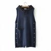 Casual Hooded Knitted Vests Plus Size Women Spring Autumn Outerwear Pockets Loose Sleeveless Vest