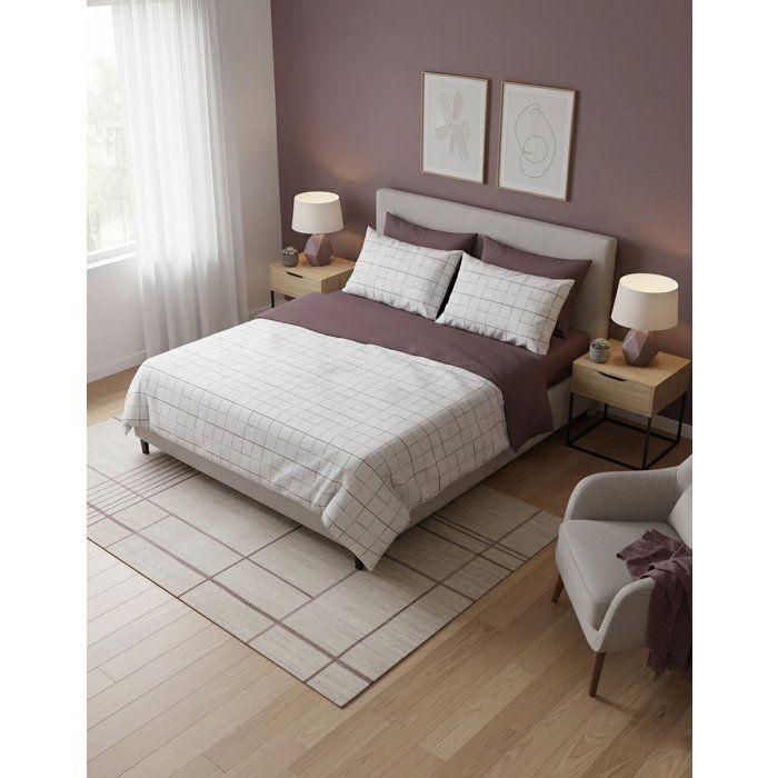 Parure de lit - 1 housse de couette 140 x 200 cm + 1 taie d'oreiller 60 x 60 cm - 100% coton renforcé - Rose poudré / Blanc