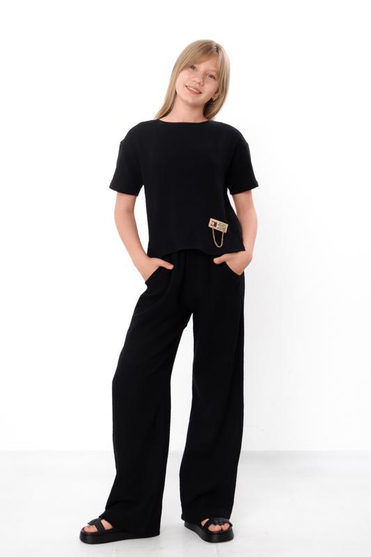 Teen Girls’ Muslin Set – Lightweight Blouse with Patch Detail & Loose Pants Summer 6433-118 HC