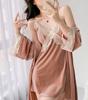 Pajamas women's spring and autumn golden velvet suspender nightgown two-piece set sexy pure desire French loungewear can be worn outside