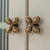 1Pc Drawer Door Handle Bright Silver Leaf Clover Luxury Brass Handle French Cabinet Full Copper Wardrobe