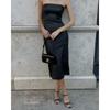 Women's Autumn and Winter Sexy Sheath PU Leather Solid Color Split Slim Dresses