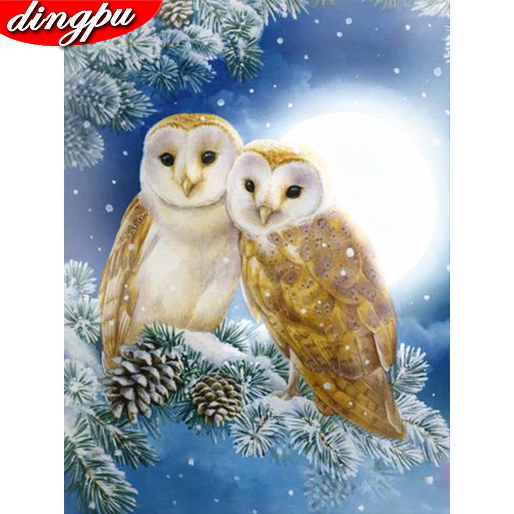 Diamond Embroidery Sale Owl Full Drill Square 5d Diamond Painting Winter Rhinestones