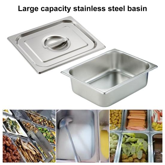 Stainless Steel Basin Chafing Dish Food Warmers Large Capacity 6.7L Warming Container with Lid for Buffet Catering Rectangle Chafing Dish