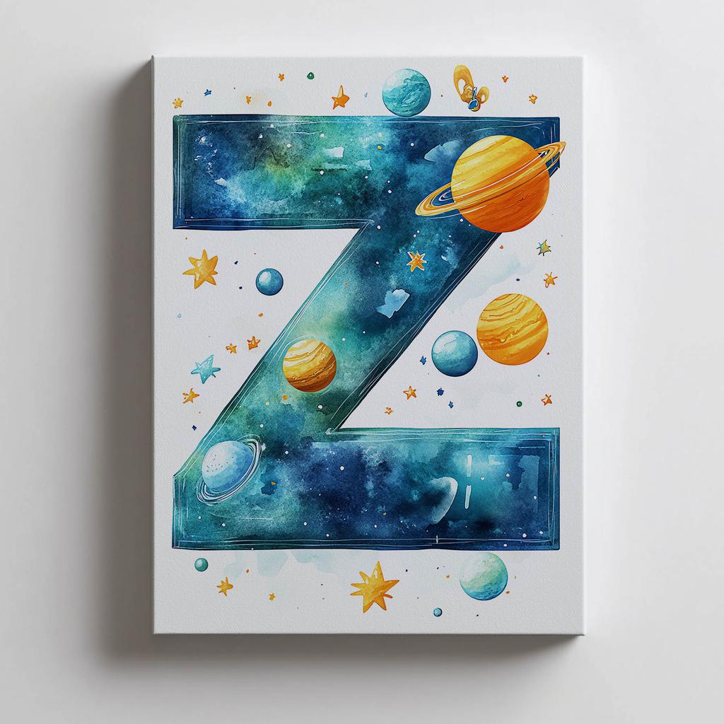 Poster With Letter Z In Galaxy Poster With Letter Z In Galaxy, 30X40 Cm, Gold Aluminum Frame, 230 Gsm Matte Paper