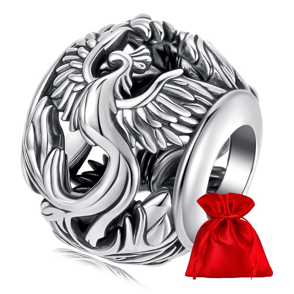 Silver bird charm PHENIX beads silver 925 bead for modular bracelet