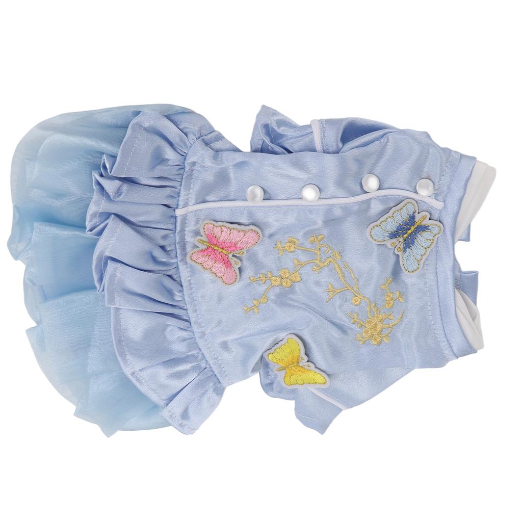 Pet Chinese Style Clothes Spring and Summer Embroidered Skirt Dog Cheongsam Clothes Suitable for Puppy Cat