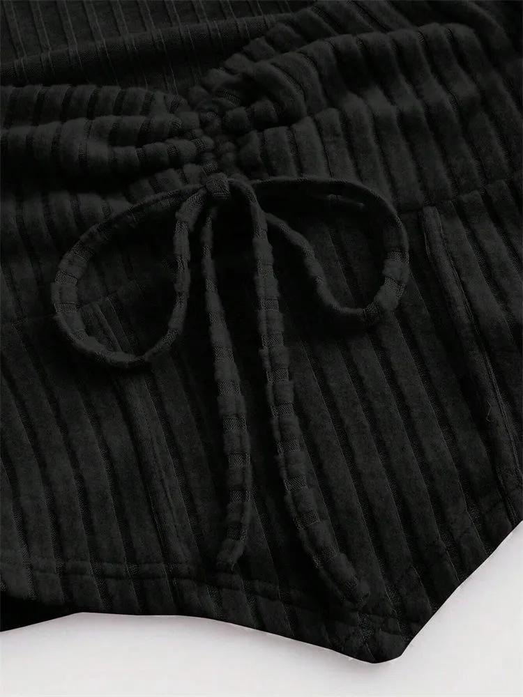 Укороченный топ с длинным рукавом Phumee с вырезом «сердечко», рукавами-клеш и рубчатой вязкой A1933