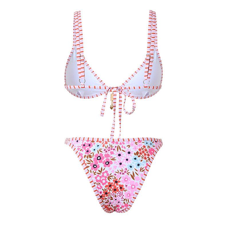 Сексуальные женские купальники с цветочным принтом, женские купальники, комплекты бикини с высокой талией, комплекты из двух частей, купальный костюм Beahwear