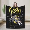 Korn Nu Metal Doll Knitted Fashion Blanket Coral Fleece Graffiti Music Korn Art Lightweight Thin Throw Fashion Blankets Bedspreads Portable