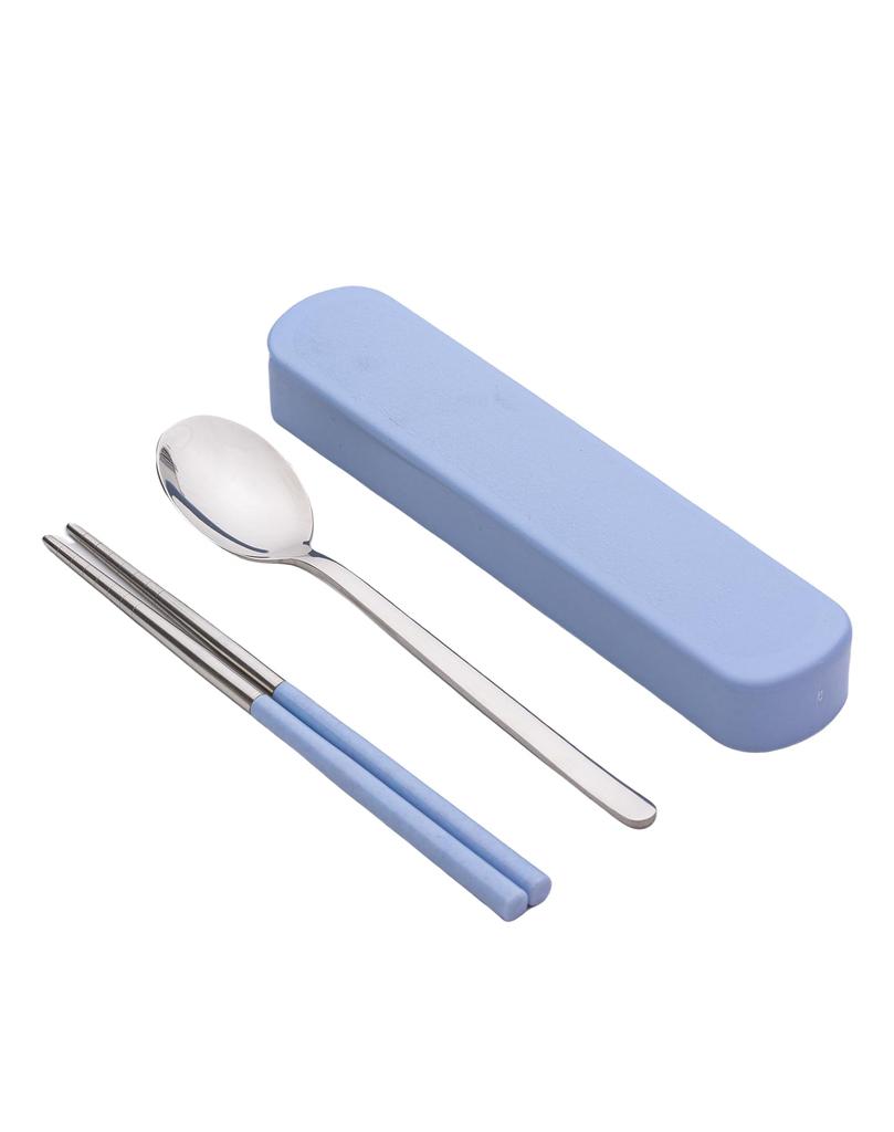 KASHIBAKER Chopsticks Set Spoon Combination Set 2 Pieces with Case Cutlery Set Lunch Box Easy To Carry Chopsticks Set for Kids and Adults Spoon and