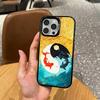 Y-Yin Yang Koi Fish Zen Art   Phone Case For iPhone17,16,15,14,13,12,11 Plus,Pro Max Colored Silver Plated Inside Cover