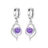 Privie Earrings Feminine South Korea Fashion Accessories Hoop Earrings Heart Purple Zirconia Present Gift Christmas Anniversary Birthday Wedding