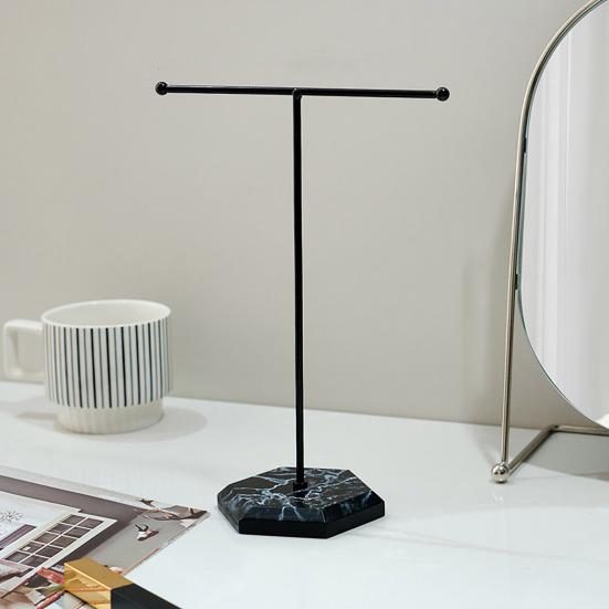 Metal T-shaped Jewelry Display Stand Necklace Holder with Stable Base Necklace Bracelet Storage Rack Jewelry Organizer