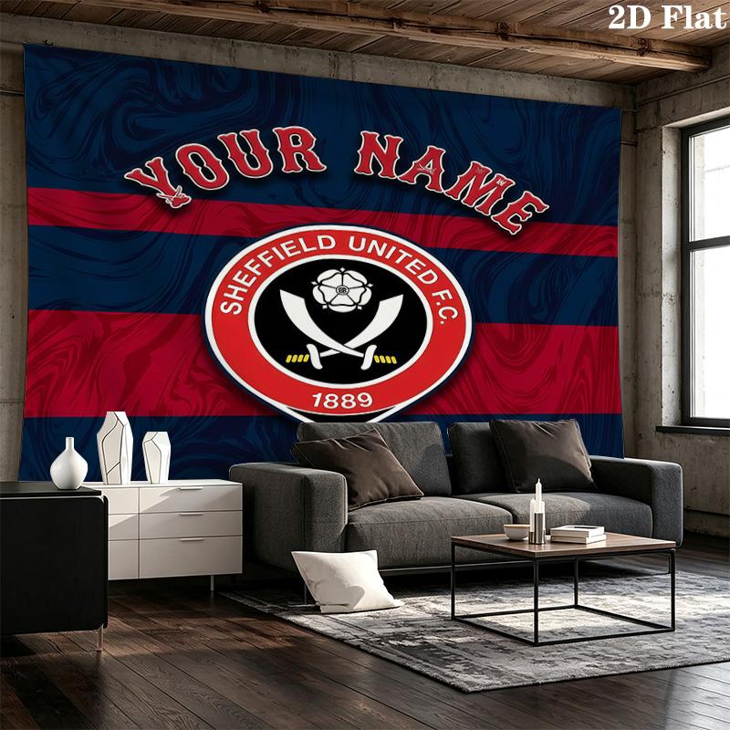 Custom Name Sheffield UnitedPrinted Tapestry – Wall Hanging for Bedrooms, Dorms, and Home Decor