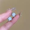 Trend Silver Color Plated Hollow Star Hoop Earrings For Women Fashion Crystal Ear Studs Y2K Accessories Aesthetic Jewelry Gift