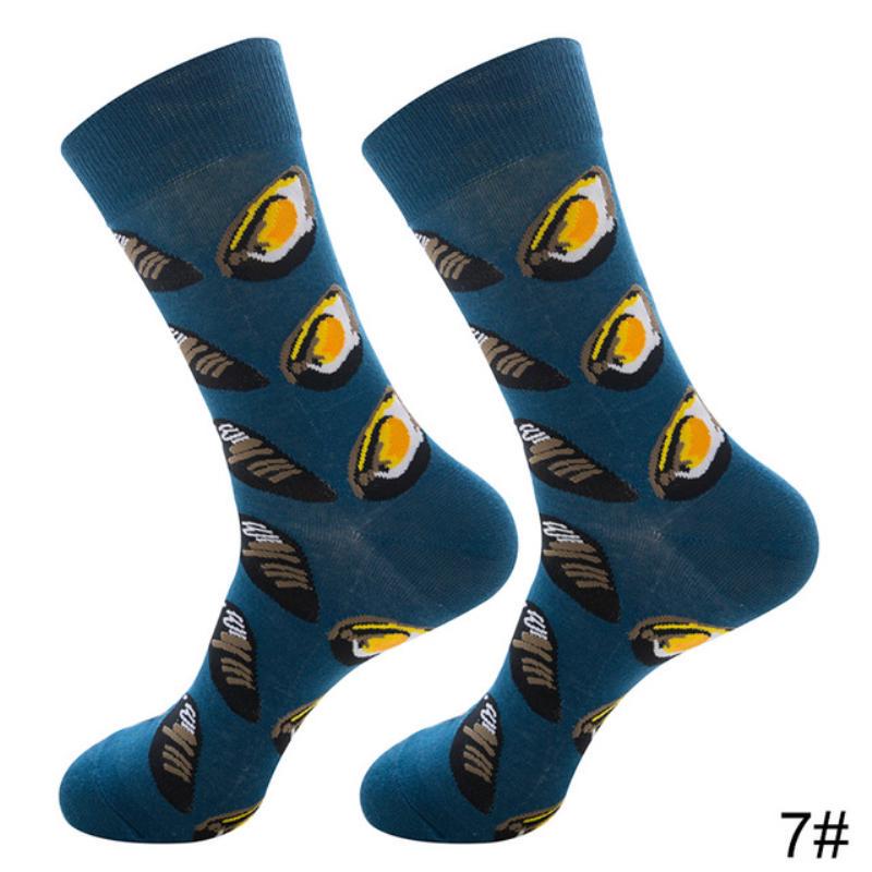 Новые осенне-зимние хлопковые носки для мужчин и женщин, модные трендовые носки, крутые носки с рисунками животных и фруктов