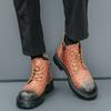 Модные осенние и зимние мужские ботинки Модный новый дизайнерский стиль Для отдыха на природе Трендовые вечерние офисные мотоциклетные повседневные туфли на толстой подошве