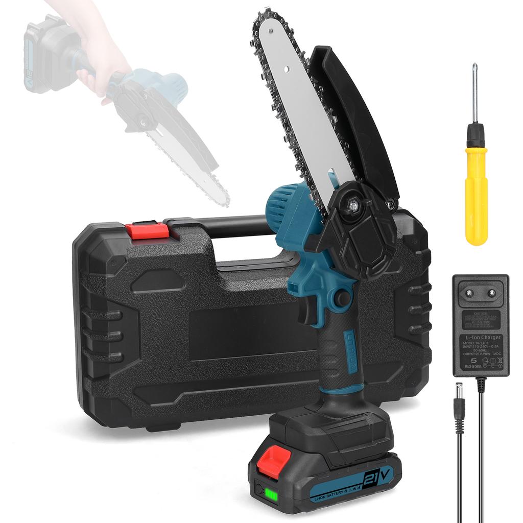 21 В 6-дюймовые портативные электрические обрезные пилы, маленькая бензопила для раскалывания древесины, щеточный двигатель, одна рука