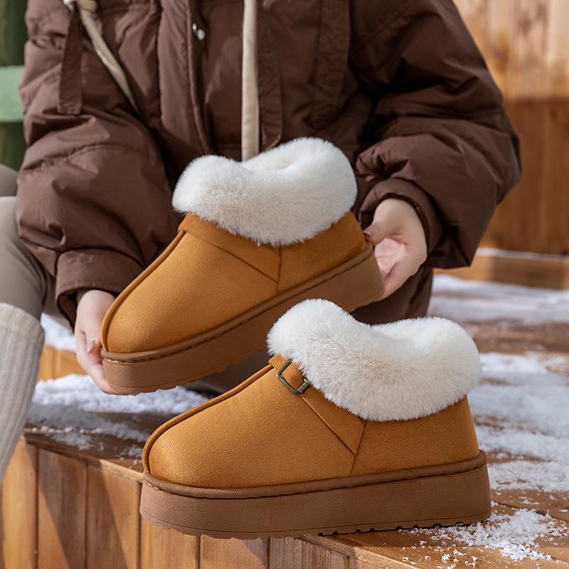 Женские зимние высокие нескользящие хлопковые ботинки на толстой подошве с плюшевой подкладкой