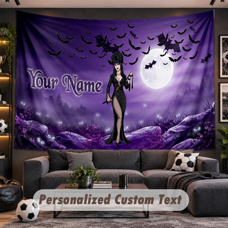 Elvira Mistress of the Dark Personalized Tapestry Support Custom Name, Wall Art Home Decoration