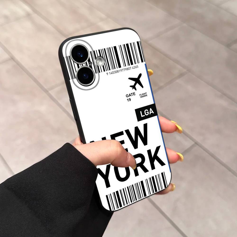 Забавный Билет Туриста Мирового Города Черный Чехол для Телефона Для iphone 17 Air 16 15 14 13 12 11 Pro Max Plus Задняя Крышка Мягкий Чехол из ТПУ