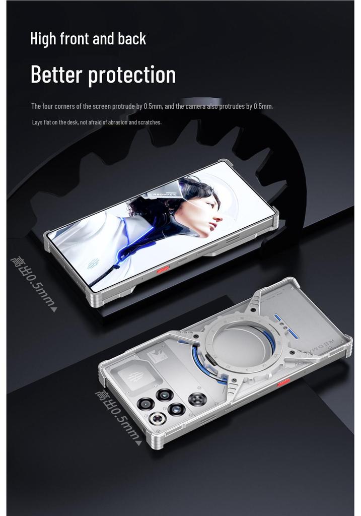 Чехол Metal X-Shape для Red Magic 11 Pro+ с магнитной светящейся шестерней и вращающейся подставкой