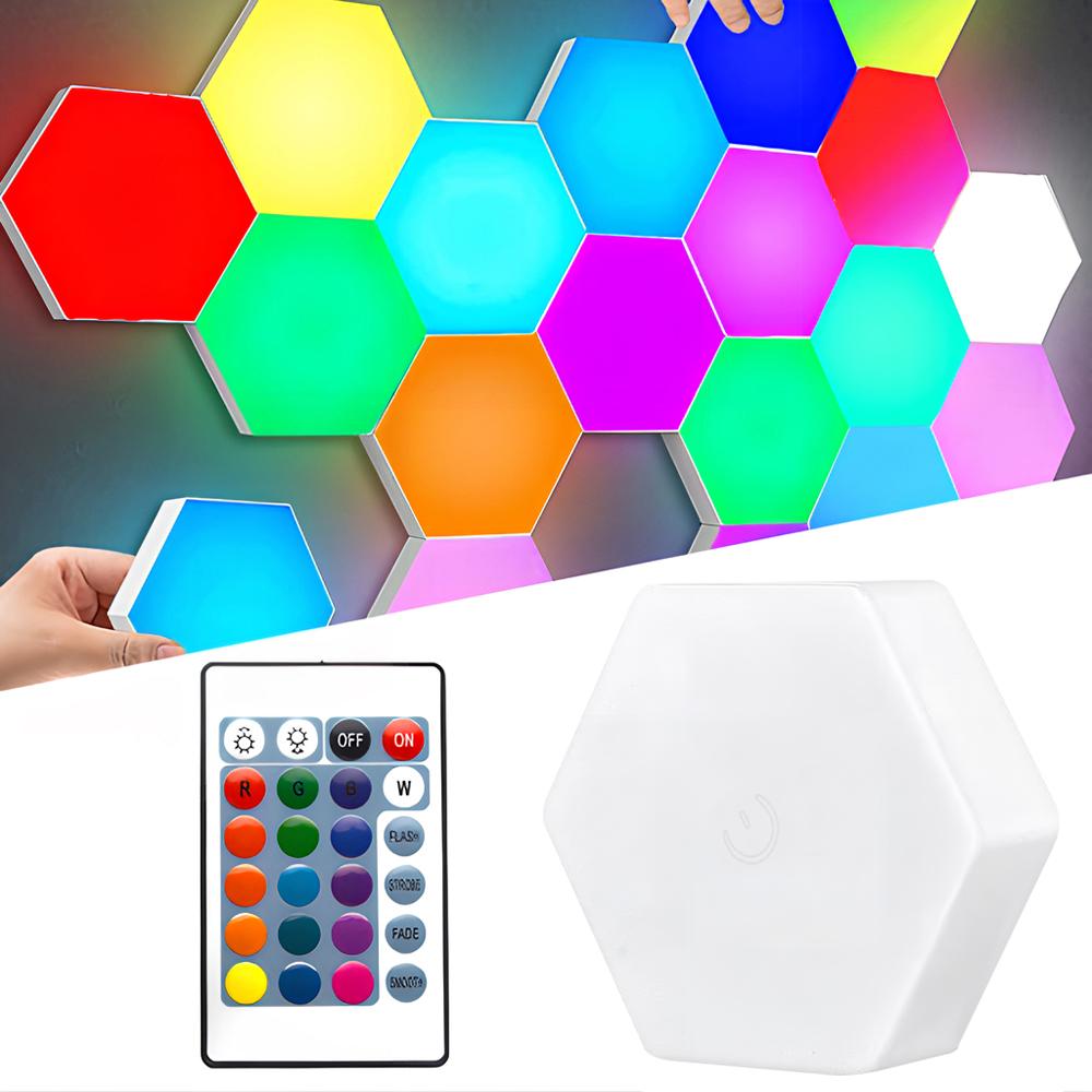RGB LED Quantum Wireless Hexagon Lamp Сенсорный Ночной Светильник Спальня Сотовые Настенные Лампы Управление Цветной Светодиодный Светильник Для Шкафа