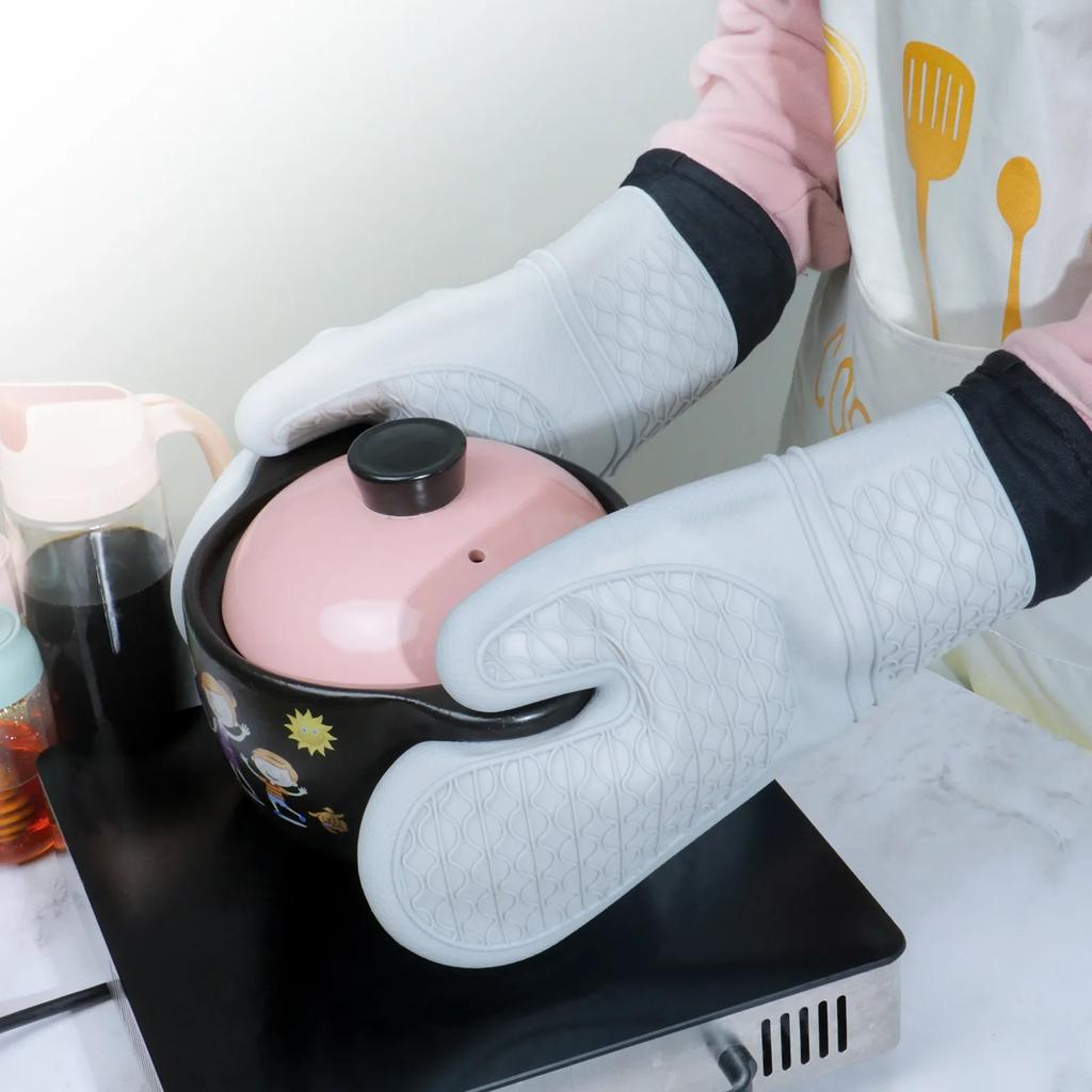 Силиконовые термостойкие перчатки, перчатки для приготовления барбекю, силиконовые кухонные варежки для микроволновой печи, перчатки для духовки, домашние термостойкие перчатки