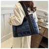 Женская хлопковая сумка осень-зима, новая клетчатая вышитая сумка на плечо, большая вместительная хлопковая сумка, модная трендовая сумка подмышкой