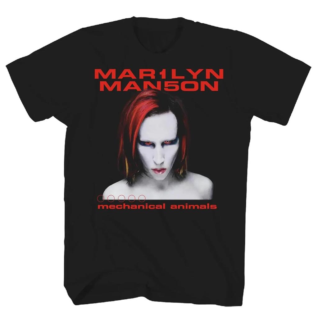 Marilyn Manson Группа Psychic Horns графика 2026 Футболка Хлопок Унисекс Мужская Женская Футболка Y2k Оверсайз Винтажная Футболка Подарки для Фанатов