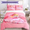 3pcs Princess Peach Bedding Set Duvet Cover Closure Includes 1 Duvet Cover & 2 Pillowcases, Soft and Comfortable for All Seasons.