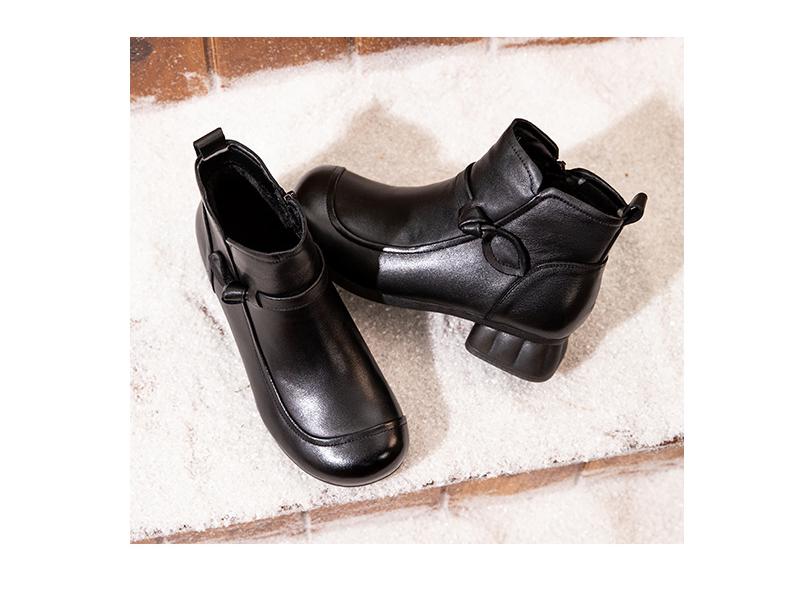 Зимние этнические вышитые ботильоны ручной работы 2025 года на ретро массивном среднем каблуке и мягкой подошве больших размеров