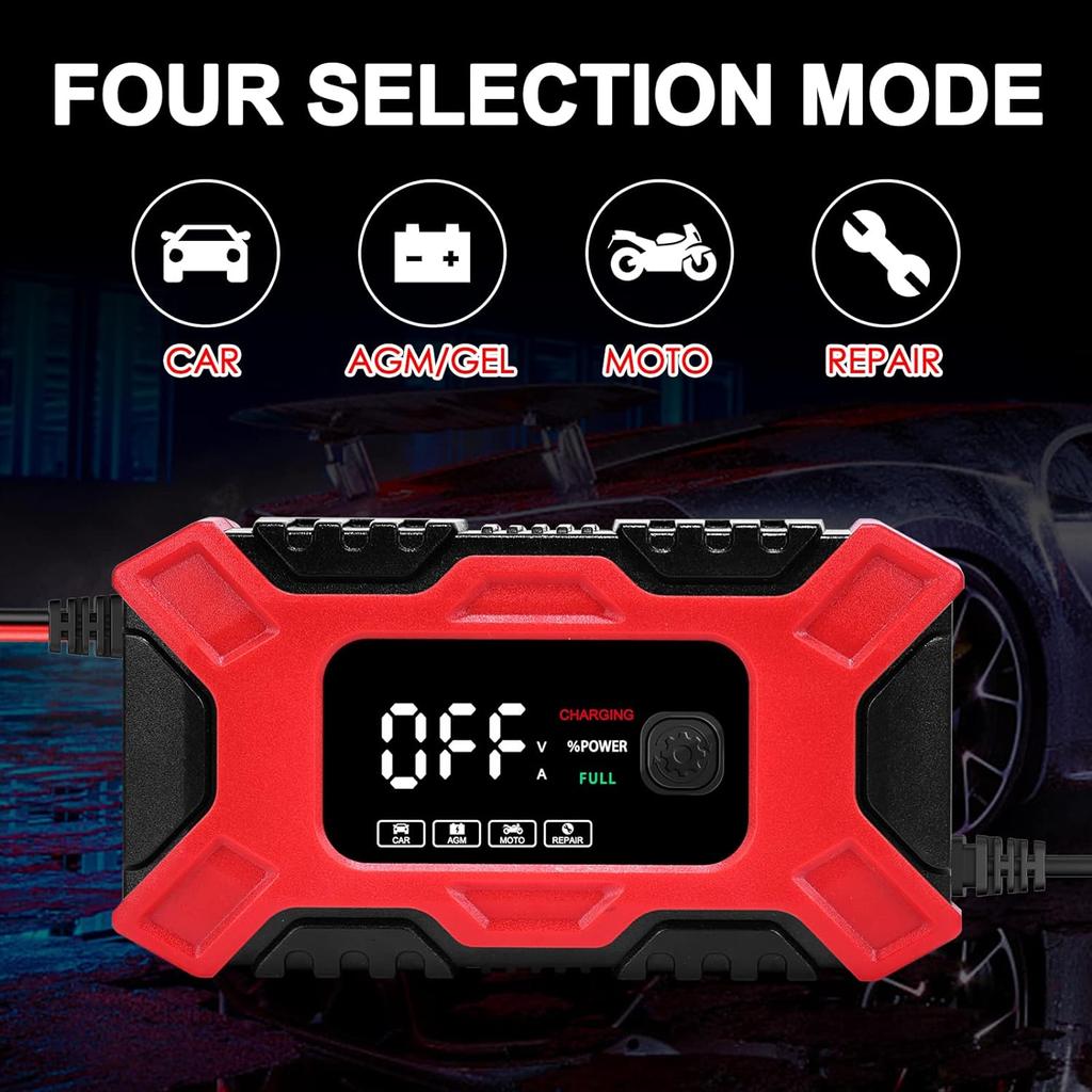 2024 12 В 6А Интеллектуальное автомобильное зарядное устройство Импульсный ремонт для внедорожников AGM Глубокий цикл гель Свинцово-кислотная быстрая умная зарядка